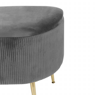 Banc de rangement en velours SOLARO - Gris