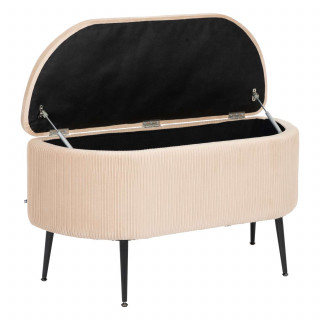 Banc de rangement en velours SOLARO - Beige