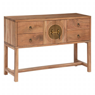 Console 2 portes et 4 tiroirs en bois JILING - Marron