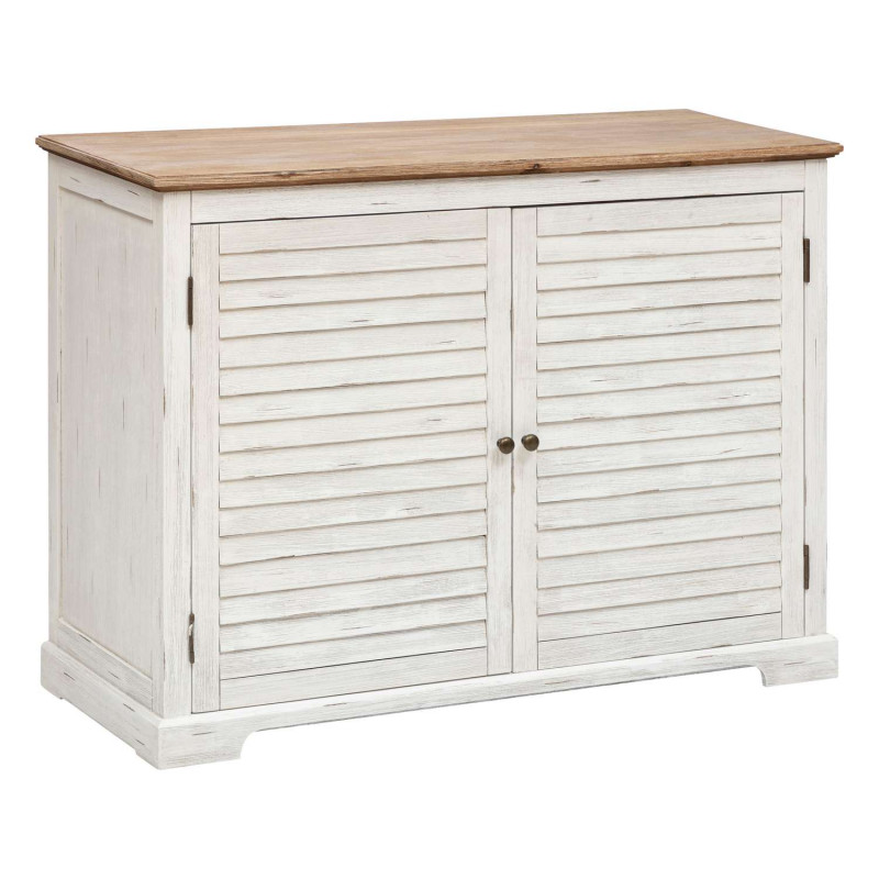 Buffet 2 portes en bois OLBIA - Blanc et beige