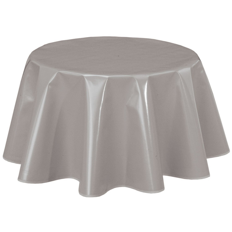 Nappe ronde en toile cirée  design uni Joys - Diam. 150 cm - Gris perle