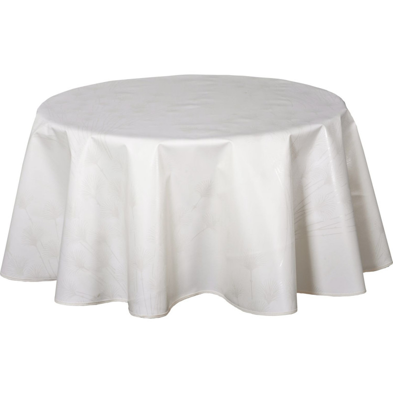 Nappe ronde en toile cirée  design Lina - Diam. 150 cm - Blanc