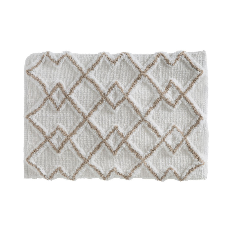 Tapis style ethnique pour salle de bain - 50 x 75 cm - taupe et crème