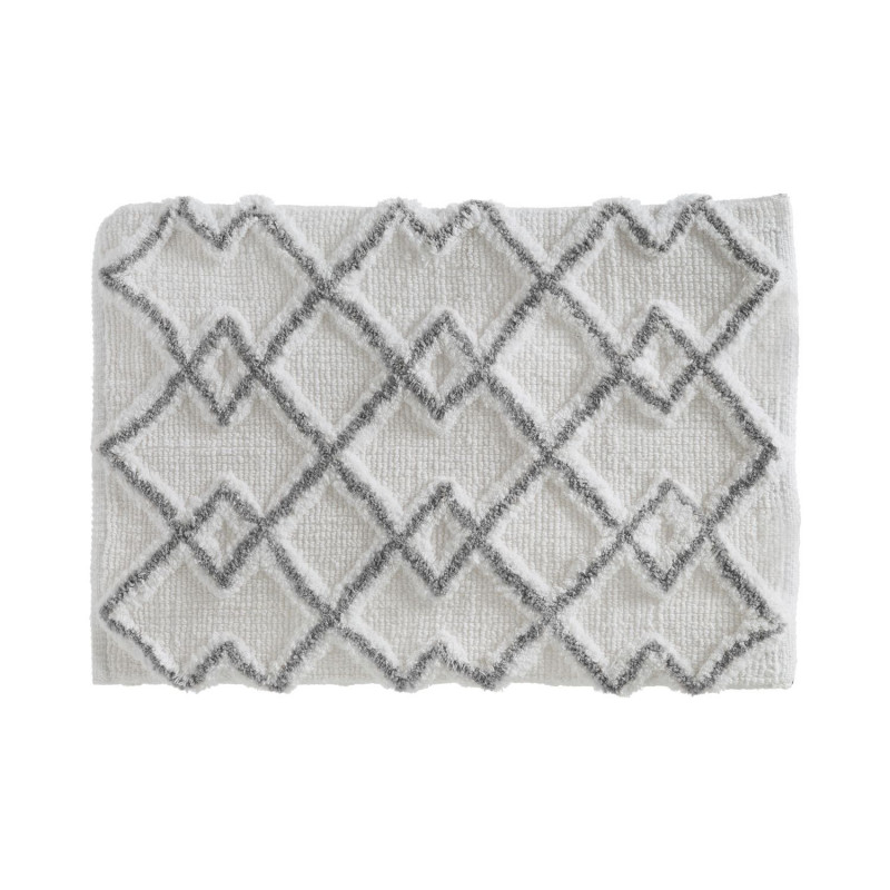 Tapis style ethnique pour salle de bain - 50 x 75 cm - gris et crème