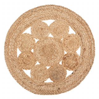 Lot de 6 sets de table en jute ajouré - Diamètre 38 cm - Beige