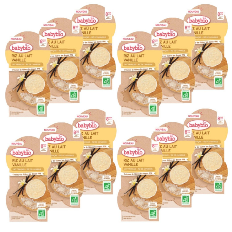 Lot 12x Bol riz au lait vanille BIO - 2x100g - Pack 2,4kg