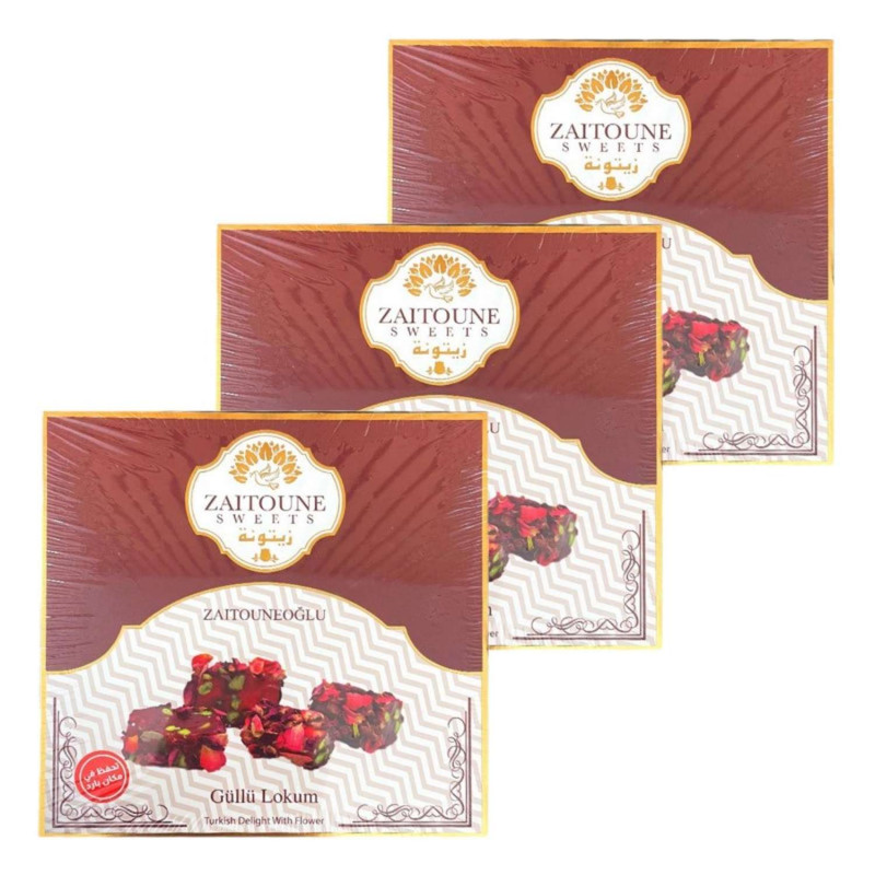 Lot 3x Zaitoune Lokum à la rose - Boîte 250g