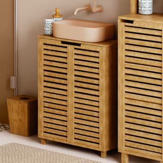 Meuble sous lavabo en bambou Sicela - 60 x H. 80 cm - Marron