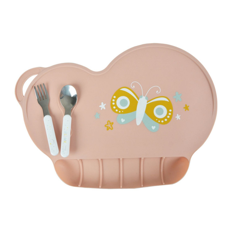 Set de table enfant avec récupérateur - Papillons Set de table enfant avec récupérateur - Papillons