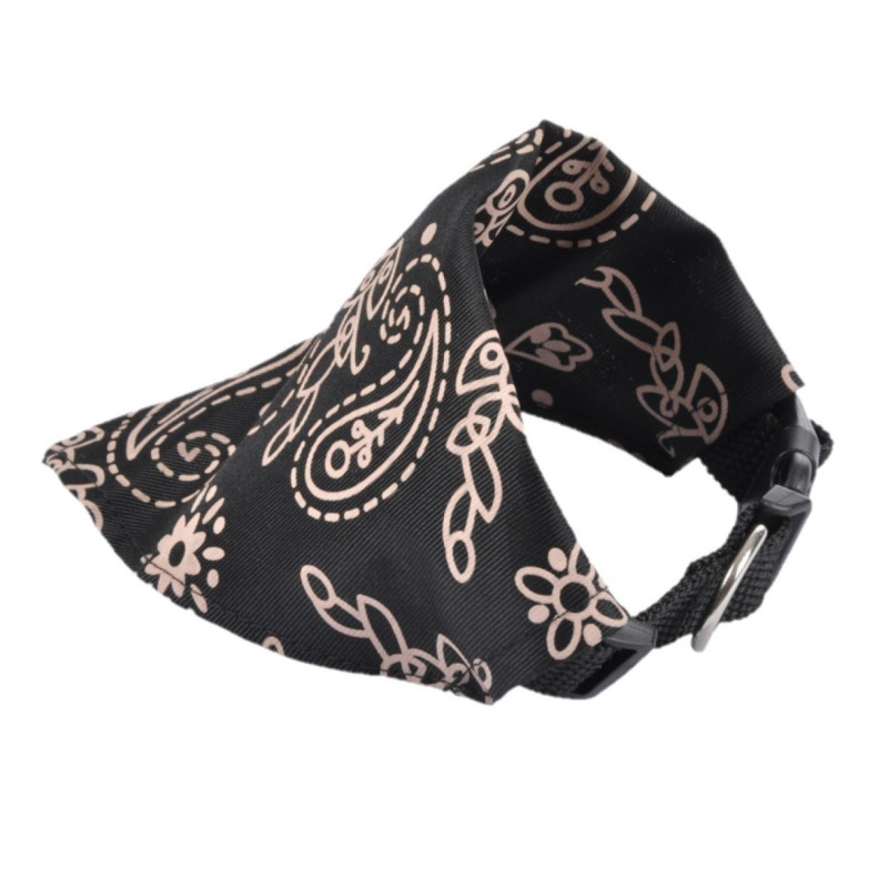 Collier bandana réglable - 30 à 50 cm - Noir