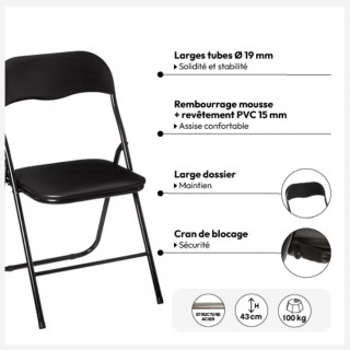Chaise pliante en PVC noir