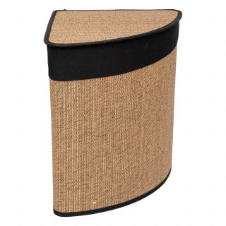Panier à linge d'angle 48L bambou et tissu - Noir