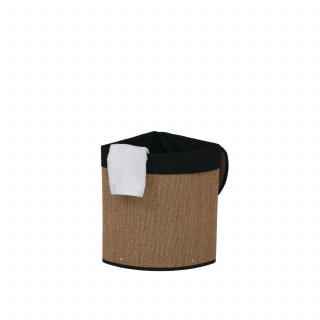 Panier à linge d'angle 48L bambou et tissu - Noir