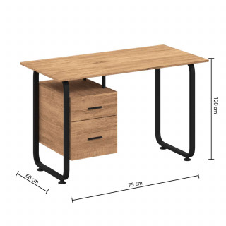 Bureau avec caisson en bois - Marron