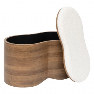 Ensemble de 2 bancs coffres effet bois et bouclette LOE - Blanc