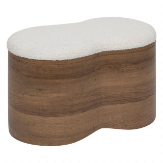 Ensemble de 2 bancs coffres effet bois et bouclette LOE - Blanc