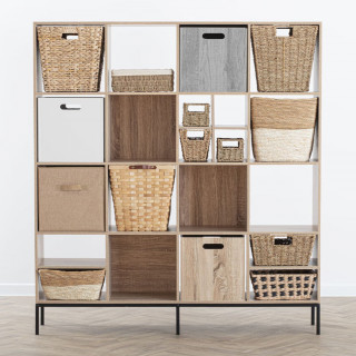 Boîte de rangement effet chêne naturel - L. 31 x l. 31 x H. 31 cm - MIX N' MODUL