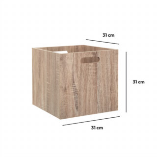 Boîte de rangement effet chêne naturel - L. 31 x l. 31 x H. 31 cm - MIX N' MODUL
