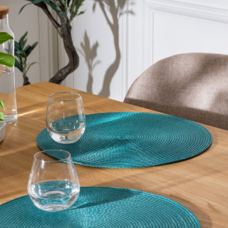 Set de table tressé rond vert émeraude - Diam. 38 cm