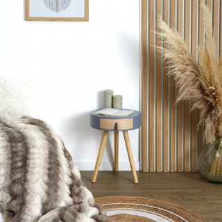 Table de chevet scandinave 1 tiroir en bois gris - NORA