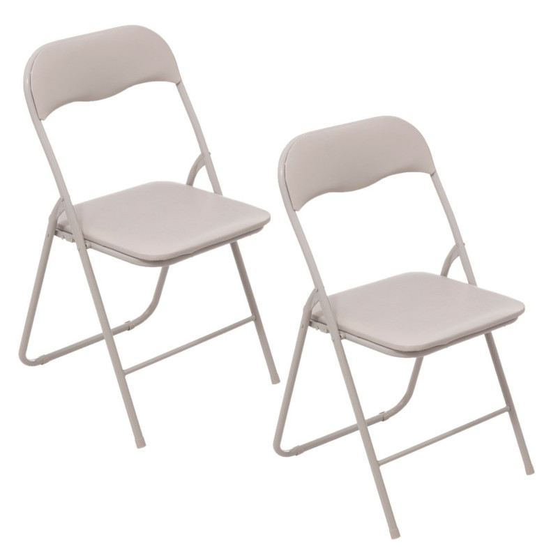 Lot de 2 chaises pliantes en PVC - Beige