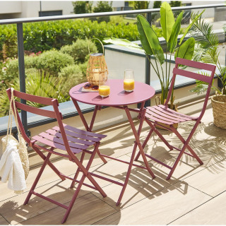 Table de jardin pliante ronde 2 places GREENSBORO - Lie de vin