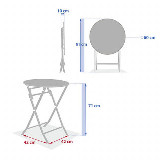 Table de jardin pliante ronde 2 places GREENSBORO - Lie de vin