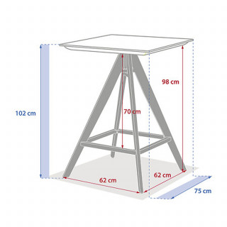 Table de jardin haute en aluminium 2 places TERZANO - Vanille et argile