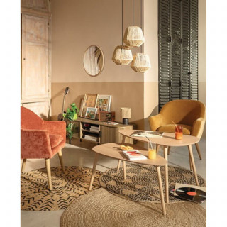 Fauteuil en velours SINEL - Jaune