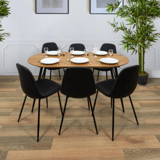 Table extensible ovale en bois pour 4 à 6 personnes
