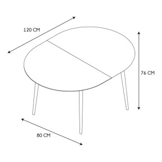 Table extensible ovale en bois pour 4 à 6 personnes