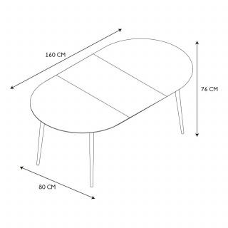 Table extensible ovale en bois pour 4 à 6 personnes