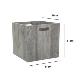 Lot de 6 boîtes de rangement effet chêne gris - L. 31 x l. 31 x H. 31 cm - MIX N' MODUL