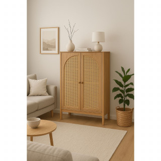 Armoire 2 portes en cannage marron - TIRIA