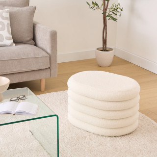 Pouf de rangement en bouclette blanche - GIULIA