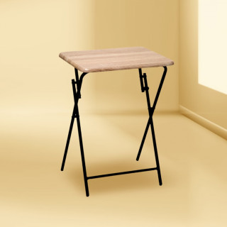 Table d'appoint pliable effet bois et métal pour 1 personne