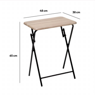 Table d'appoint pliable effet bois et métal pour 1 personne