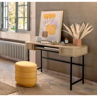 Bureau 2 portes coulissantes en bois marron - COLVA