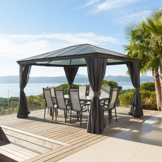 Pergola en aluminium et polycarbonate graphite - L. 360 x 300 cm - BELIZE