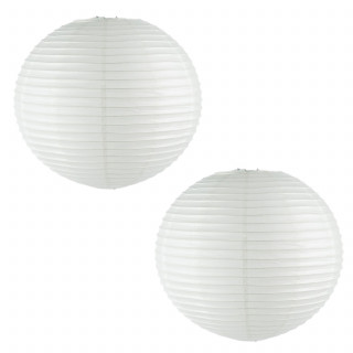 Lot de 2 lanternes boules en papier blanc - Diam. 60 cm