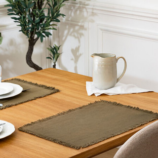 Lot de 6 sets de table en coton vert kaki - 45 x 30 cm - MAHA