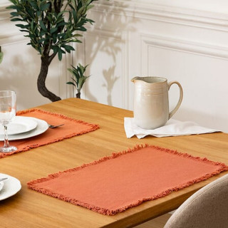 Lot de 6 sets de table en coton rouge terracotta - 45 x 30 cm - MAHA
