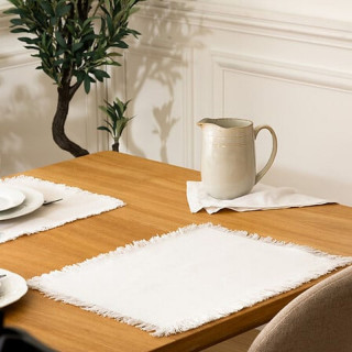 Lot de 6 sets de table en coton blanc - 45 x 30 cm - MAHA