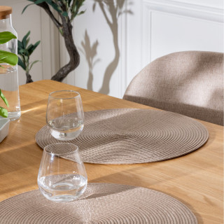 Set de table tressé rond taupe - Diam. 38 cm