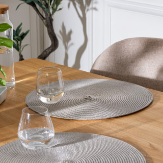 Set de table tressé rond gris clair - Diam. 38 cm