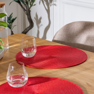 Set de table tressé rond rouge - Diam. 38 cm