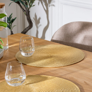 Set de table tressé rond jaune moutarde - Diam. 38 cm