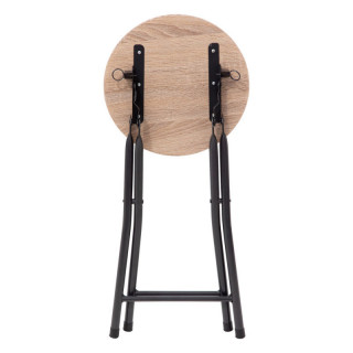 Lot de 10 tabourets d'appoint pliants effet bois et métal noir