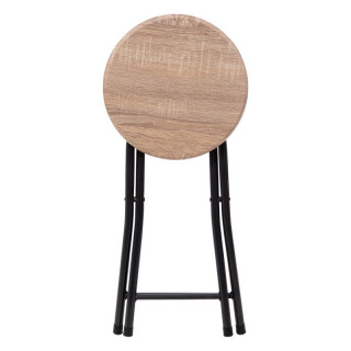 Lot de 10 tabourets d'appoint pliants effet bois et métal noir