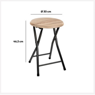 Lot de 10 tabourets d'appoint pliants effet bois et métal noir